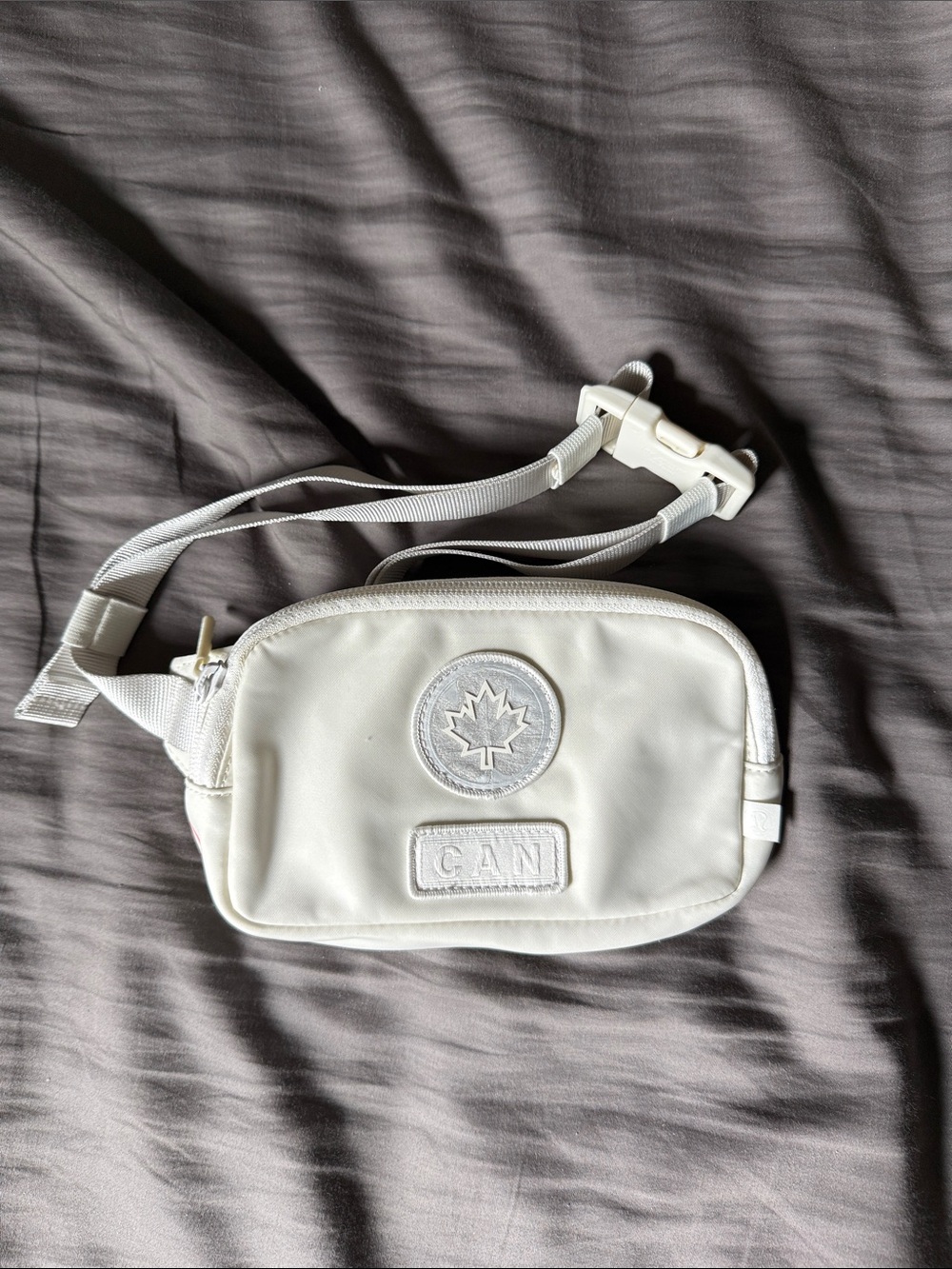 lululemon athletica White Crossbody Belt Bag with Maple Patch